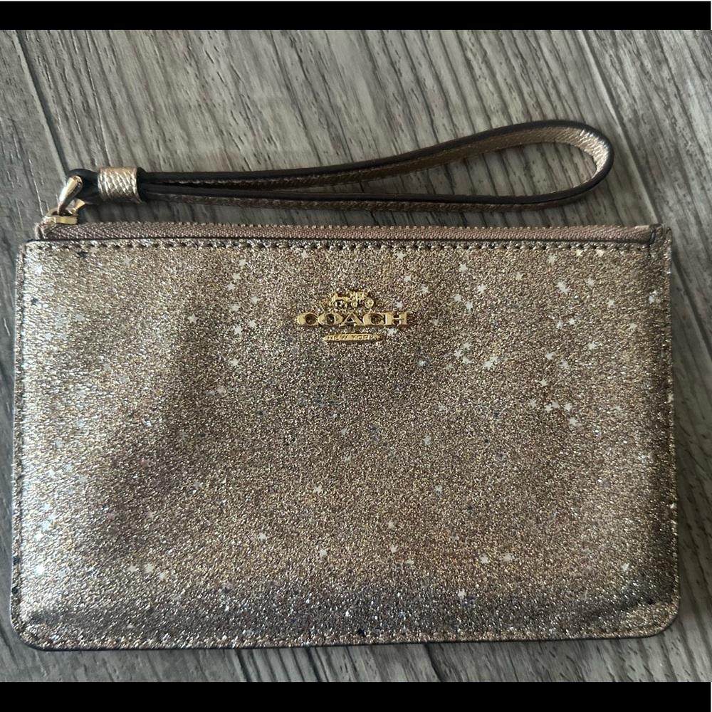 Coach Gold sparkle wristlet